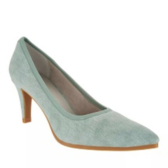 Lori Goldstein Collection Women's Washed Linen Pumps Frosted Mint Size 8.5M - Picture 3 of 13